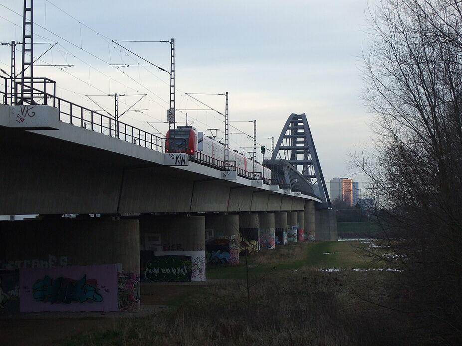Hammer Brücke, Blick von Neuss nach Düsseldorf